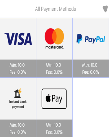 Casino cashier card payment options